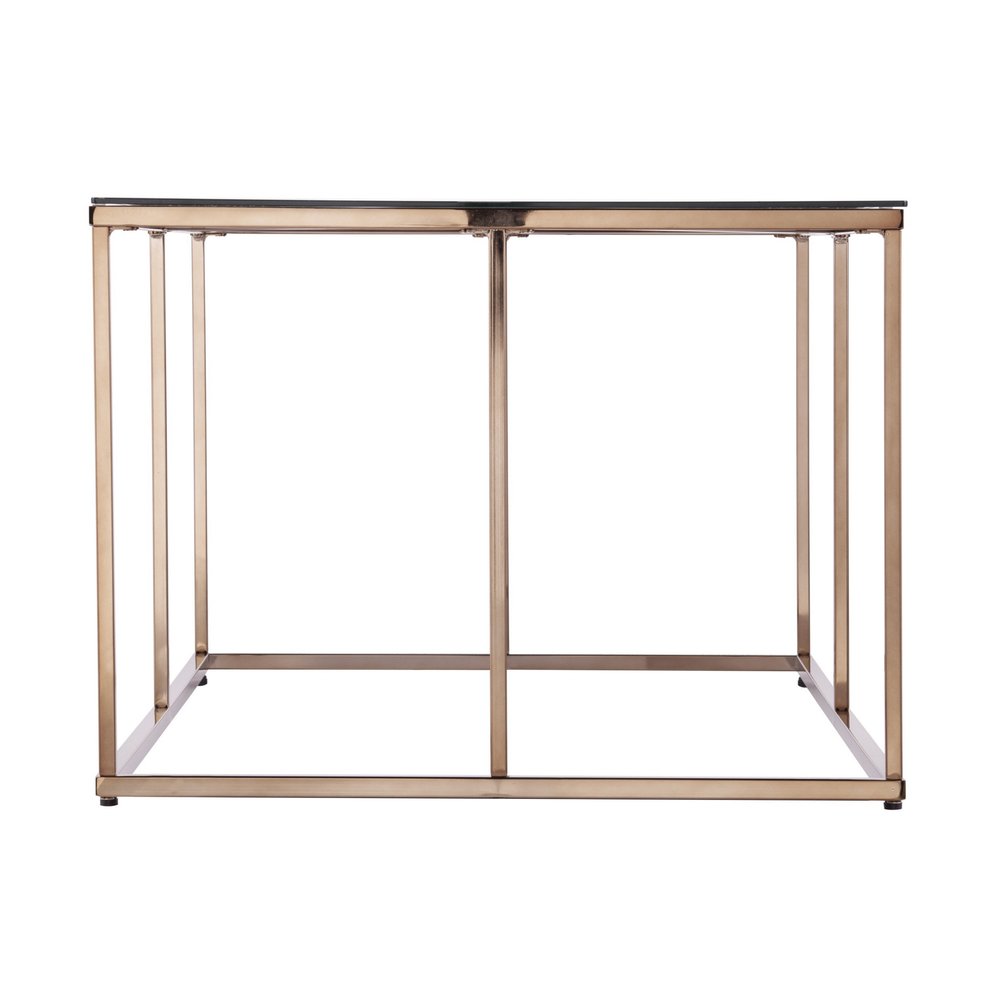42" Clear and Champagne Glass and Metal Coffee Table