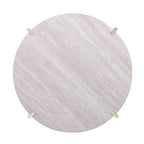 33" Brass Solid Manufactured Wood And Metal Round Coffee Table