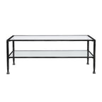 48" Black Glass And Metal Rectangular Coffee Table