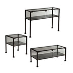 43" Black Glass And Metal Rectangular Coffee Table