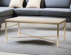 42" Off White Manufactured Wood And Metal Rectangular Coffee Table