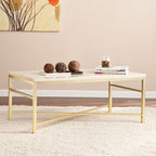 42" Off White Manufactured Wood And Metal Rectangular Coffee Table