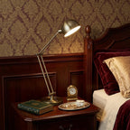 18" Antiqued Bronze Adjustable Swing Arm Desk Lamp USB With Antiqued Bronze Shade