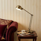 18" Antiqued Bronze Adjustable Swing Arm Desk Lamp USB With Antiqued Bronze Shade