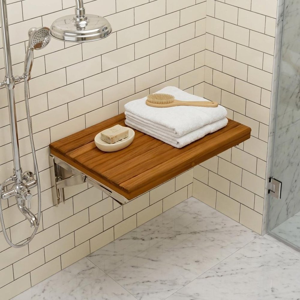 17" Premium Wall Mount Teak Shower Bench