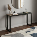 56" Natural and Black and Black Sled Console Table