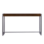 54" Dark Brown and Gunmetal Wood and Metal Sled Console Table