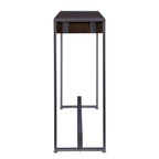 54" Dark Brown and Gunmetal Wood and Metal Sled Console Table