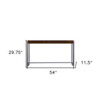 54" Dark Brown and Gunmetal Wood and Metal Sled Console Table