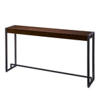 54" Dark Brown and Gunmetal Wood and Metal Sled Console Table