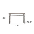 46" Gray Brown and Silver Wood and Metal Distressed Sled Console Table