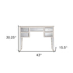 43" Silver Mirrored Glass and Solid Wood Console Table With Five Drawers