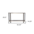 50" Smoky Black and Champagne Mirrored Glass Console Table With Shelf