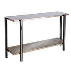 50" Smoky Black and Champagne Mirrored Glass Console Table With Shelf