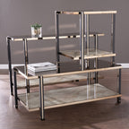 50" Smoky Black and Champagne Mirrored Glass Console Table With Shelf