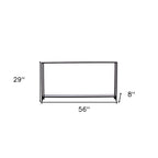 56" Clear and Black Glass Frame Console Table With Shelves