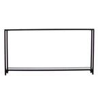 56" Clear and Black Glass Frame Console Table With Shelves