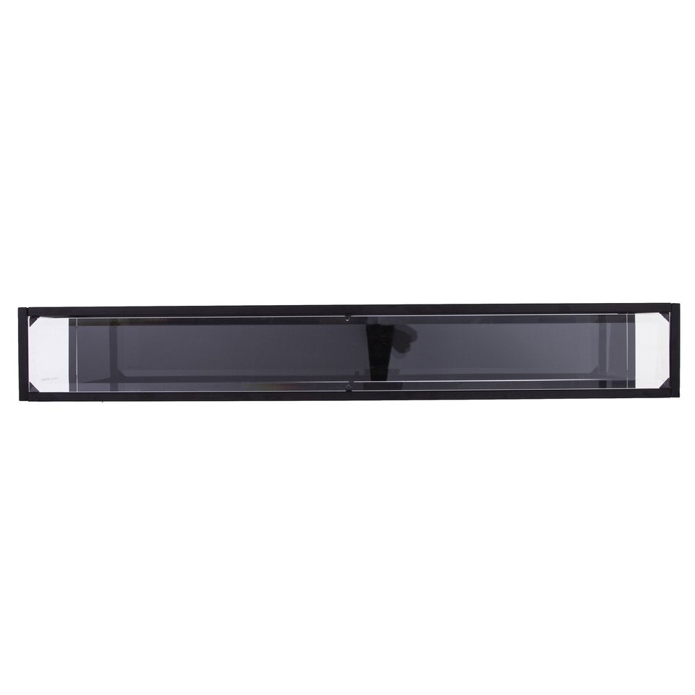 56" Clear and Black Glass Frame Console Table With Shelves