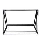 42" Black Glass and Metal A Frame Console Table With Shelf