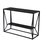 42" Black Glass and Metal A Frame Console Table With Shelf