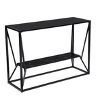 42" Black Glass and Metal A Frame Console Table With Shelf