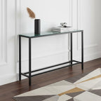 56" Black Mirrored Glass Console Table