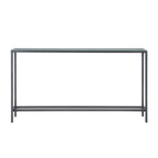 56" Silver and Gunmetal Mirrored Glass and Metal Console Table