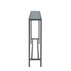 56" Silver and Gunmetal Mirrored Glass and Metal Console Table