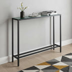 36" Black and Gunmetal Mirrored Glass Console Table