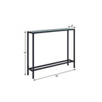 36" Black and Gunmetal Mirrored Glass Console Table