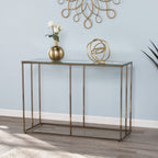 42" Clear and Gold Glass and Metal Frame Console Table