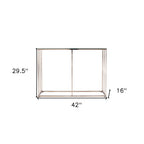 42" Clear and Gold Glass and Metal Frame Console Table