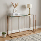 42" Clear and Gold Glass and Metal Frame Console Table