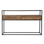 48" Clear and Black Glass Frame Console Table With Storage With Storage