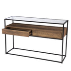 48" Clear and Black Glass Frame Console Table With Storage With Storage