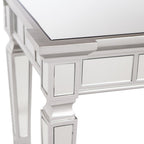45" Silver Mirrored Glass and Wood Free Form Console Table
