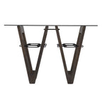 46" Clear Gray and Brown Glass and Solid Wood Abstract Console Table