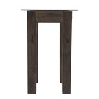 46" Clear Gray and Brown Glass and Solid Wood Abstract Console Table