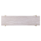 47" White Brass and Brown Faux Marble Console Table With Shelf