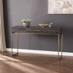 48" Gray and Gold Wood and Metal Frame Console Table With Drawer