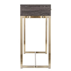 48" Gray and Gold Wood and Metal Frame Console Table With Drawer
