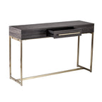 48" Gray and Gold Wood and Metal Frame Console Table With Drawer
