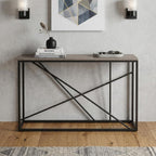 52" Taupe and Gray Faux Stone Frame Console Table