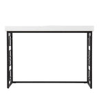 42" White and Black Glass and Metal Sled Console Table