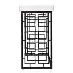 42" White and Black Glass and Metal Sled Console Table