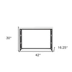 42" White and Black Glass and Metal Sled Console Table