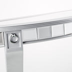 46" Silver Mirrored Glass Half Circle Console Table With Storage