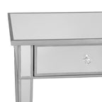 40" Silver Mirrored Glass and Wood Console Table With Two Drawers