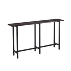 54" Espresso and Black Wood and Iron Console Table