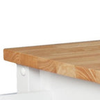 42" Natural and White Butcher Block and Iron Rolling Kitchen Cart With Storage